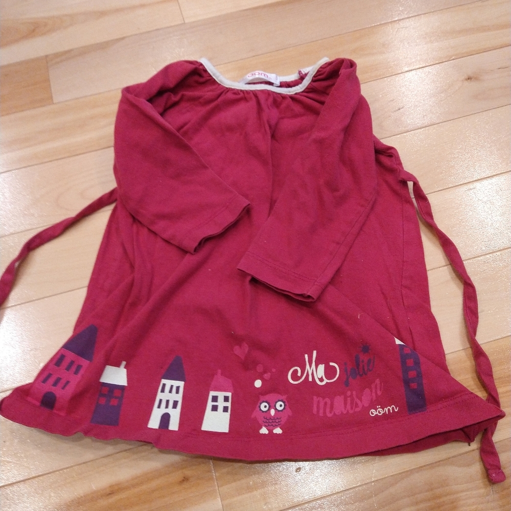 3/20$ 6-12m bebe oom pink dress with houses and owl